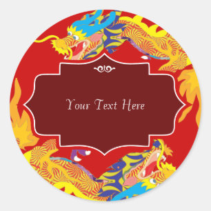 Lucky Chinese Dragon Runder Aufkleber