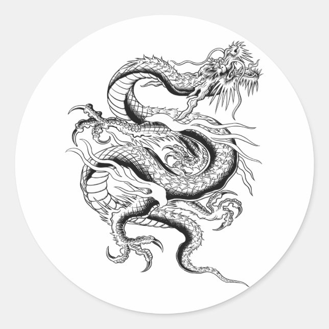 Lucky Chinese Dragon Runder Aufkleber (Vorderseite)