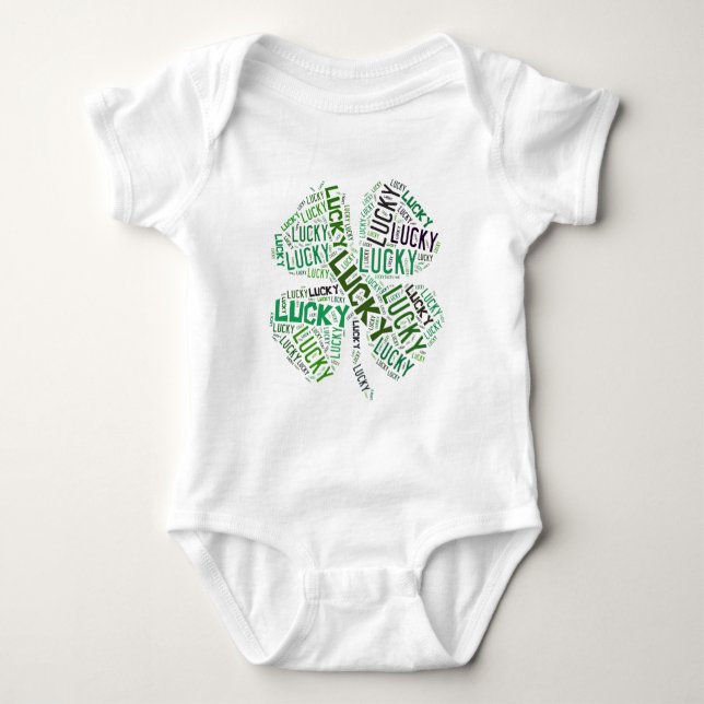 Lucky Closing Word Art Baby Strampler (Vorderseite)