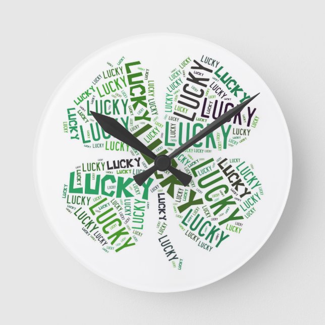 Lucky Closing Word Art Runde Wanduhr (Vorderseite)