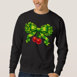 Lucky Clover Bow with Cherries Green Design Sweatshirt