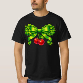Lucky Clover Bow with Cherries Green Design T-Shirt
