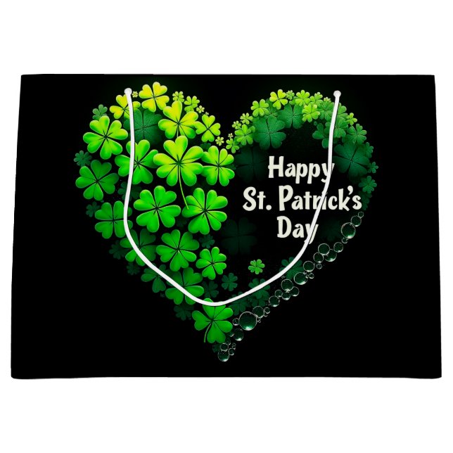 Lucky Clover Design für St. Patrick's Day Große Geschenktüte (Vorderseite)