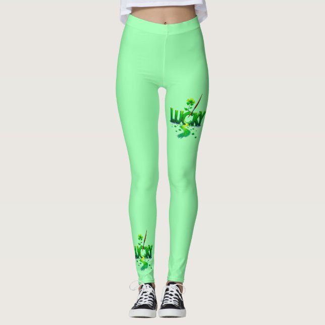 Lucky Clover Design für St. Patrick's Day Leggings (Vorderseite)