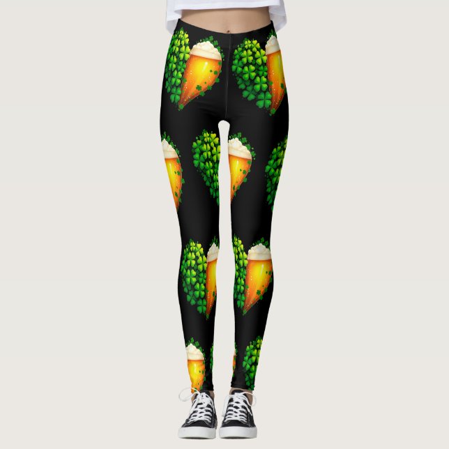 Lucky Clover Design für St. Patrick's Day Leggings (Vorderseite)