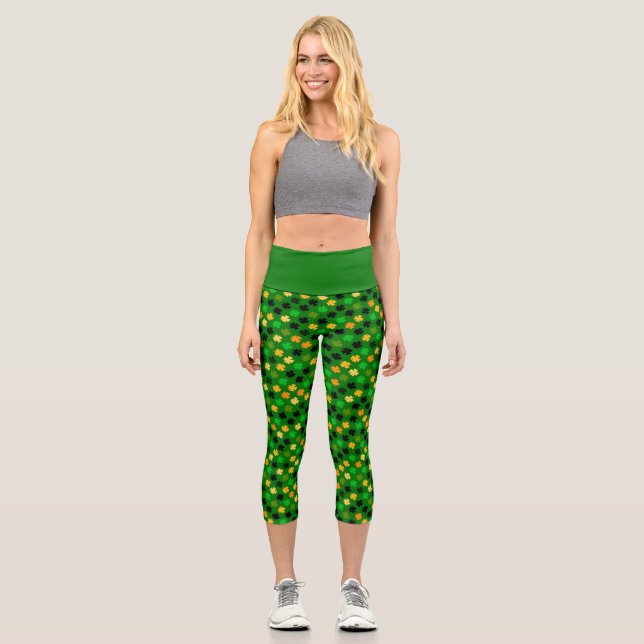 Lucky Clover Green Capri Leggings (Vorderseite)