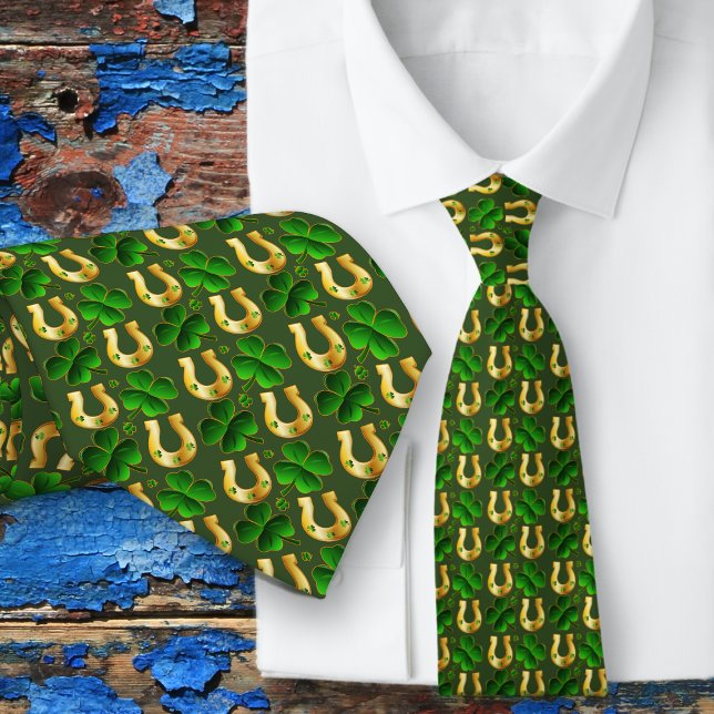 Lucky Clover Horseshos Gemustert Green Neck Tie Krawatte (Von Creator hochgeladen)