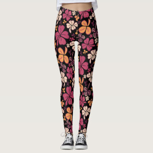 Lucky Clover Kleeblatt Red Pattern St Patrick Day Leggings