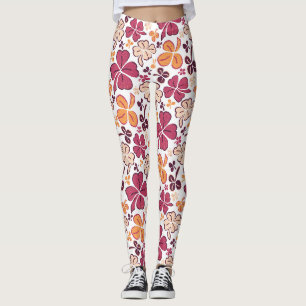Lucky Clover Kleeblatt Red Pattern St Patrick Day Leggings