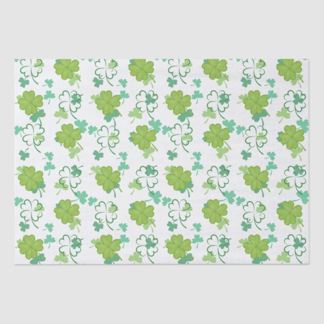 Lucky Clover Pattern - Grünes Kleeblatt Seidenpapier (Vorderseite)
