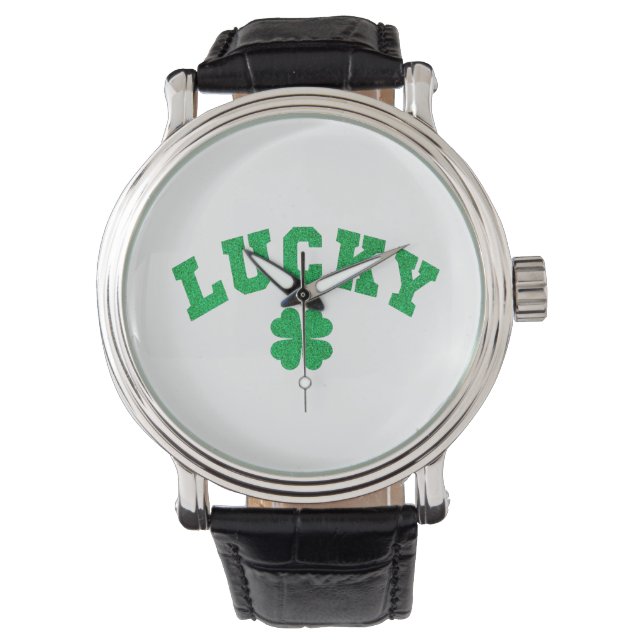 Lucky Clover Saint Patricks Day Both Side Print Armbanduhr (Vorderseite)