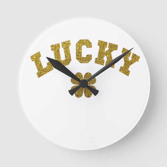 Lucky Clover Saint Patricks Runde Wanduhr (Vorderseite)