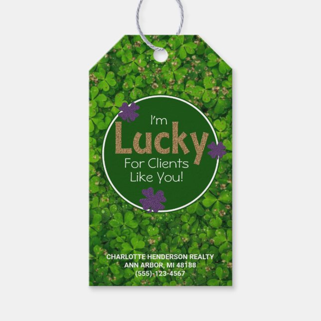 Lucky Clover St. Patrick's Day Client Pop von Geschenkanhänger (Vorderseite)