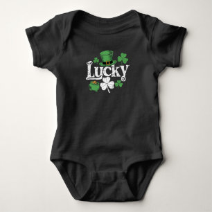 Lucky Clover St Patrick's Day Kleeblatt Vintag Baby Strampler
