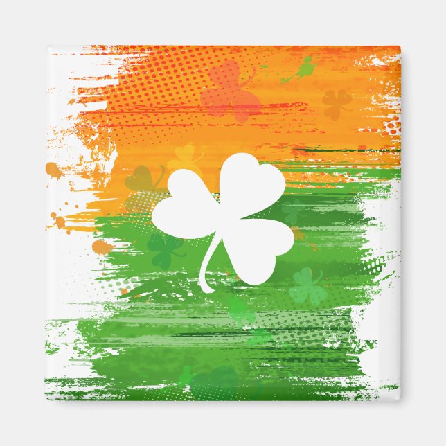 Lucky Clover & Tinte Hintergrund Magnet (Vorne)
