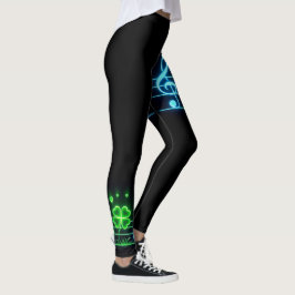 Lucky Clover und Musiknoten Leggings