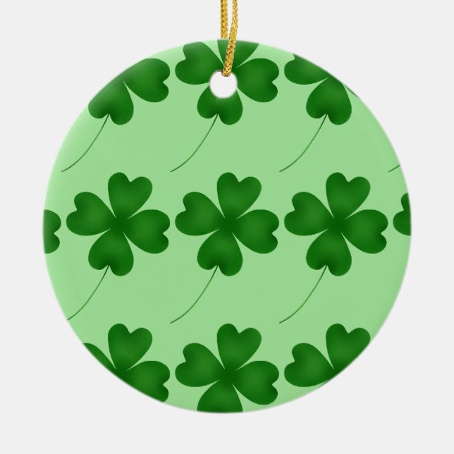Lucky Clovers Muster Keramik Ornament (Vorne)