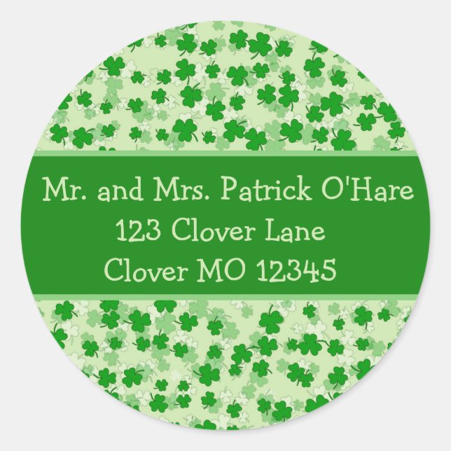 Lucky Clovers St. Patrick's Day Umschlag Aufkleber (Vorderseite)