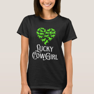 Lucky Cowgirl Horse Girl St Paddy's Day Green Heer T-Shirt