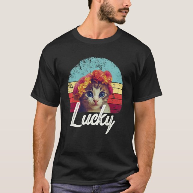 Lucky Cute Cat  Vintage T-Shirt (Vorderseite)