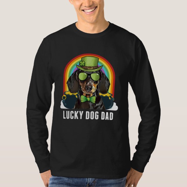 Lucky Dachshund Dog Dad St Patricks Day T-Shirt (Vorderseite)