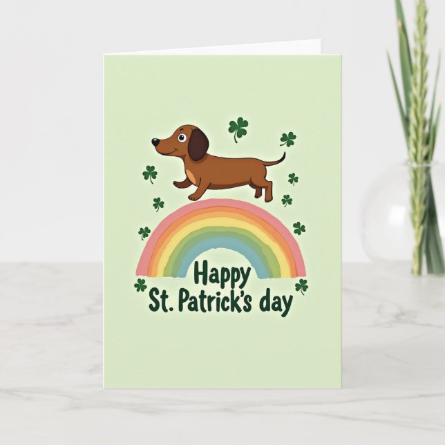 Lucky Dachshund Rainbow Card Karte (Vorderseite)
