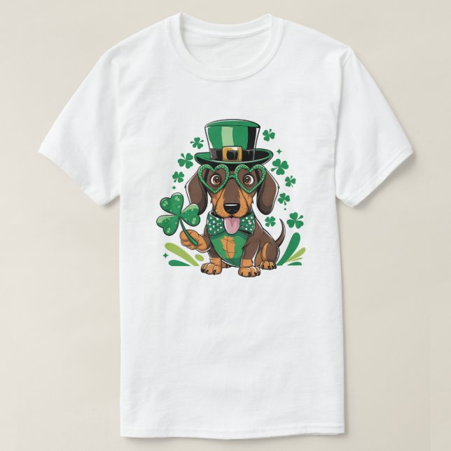 Lucky Dackel St Patrick's Day Dog T-Shirt (Design vorne)