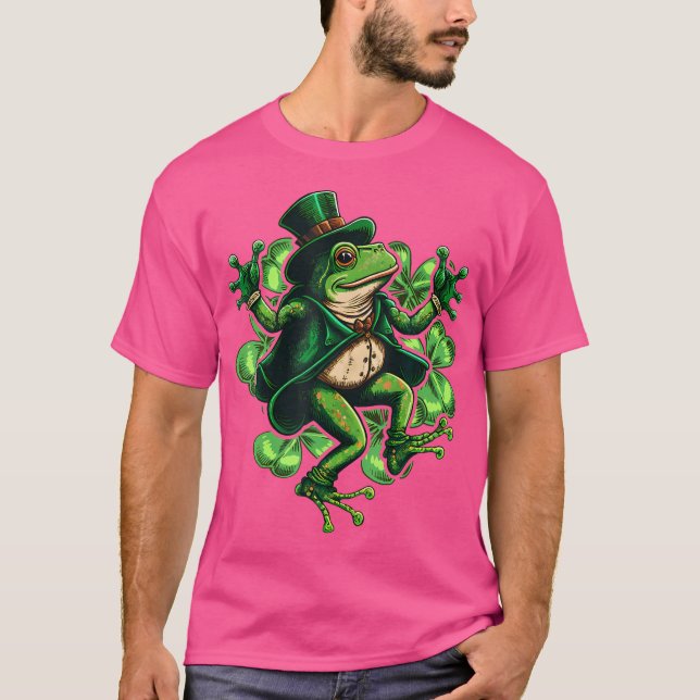 Lucky Dancing St Patrick's Day Kleeblatt Leprechau T-Shirt (Vorderseite)