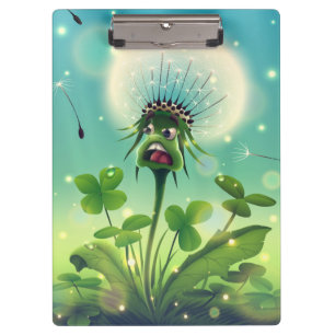 Lucky Dandela und Vier Leaf Clovers Klemmbrett