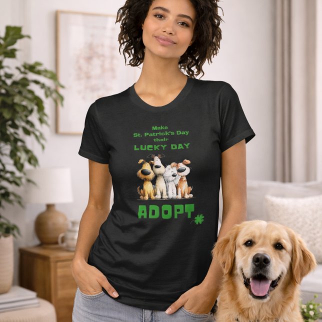 Lucky Day Adopt Rescue Dogs Cute St Patrick’s Day T-Shirt (Von Creator hochgeladen)