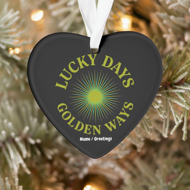 Lucky Days & Golden Ways Retro Sunburst Erbe  Ornament (Baum)