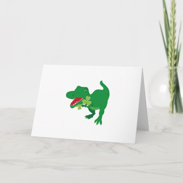 Lucky Dinosaur Kleeblatts Kinder St. Patrick's Day Karte (Vorderseite)