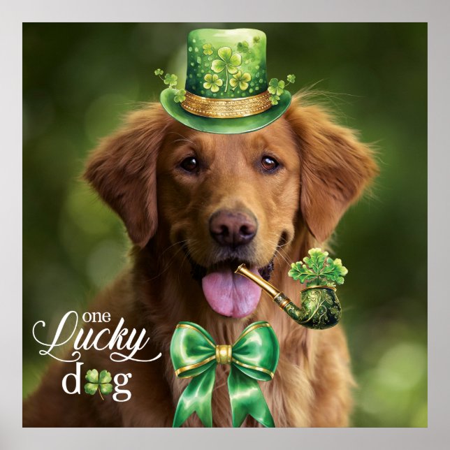 Lucky Dog Funny Custom Foto St. Patrick's Day Poster (Vorne)