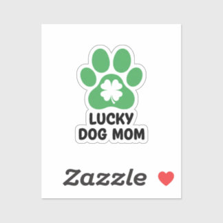 Lucky Dog Mom Green Shamrock Paw Print St Patrick Aufkleber