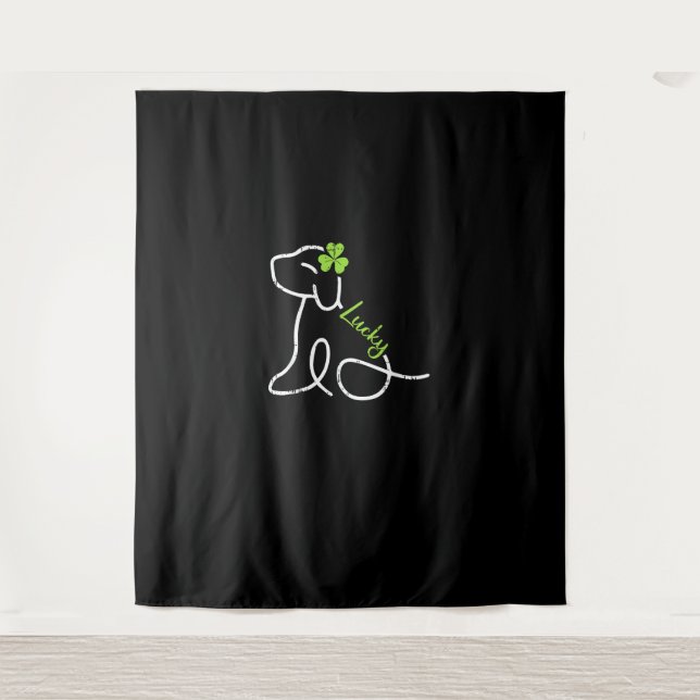 Lucky Dog St Patricks Day Niedlich Irish Puppy Sha Wandteppich (Vorderseite)