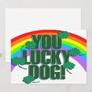Lucky Dog und Rainbow St. Patrick's Day Flat Feiertagskarte