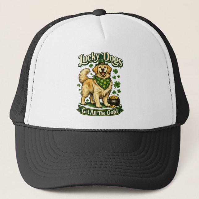 Lucky Dogs Get All The Gold St Patricks Cap Truckerkappe (Vorderseite)
