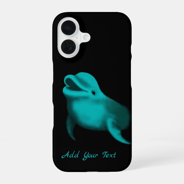 Lucky Dolphin - Ihren Text hinzufügen iPhone 16 Hülle (Rückseite)