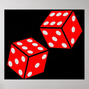 LUCKY DOUBLE SECHS DICE RED DICE Würfeln Poster