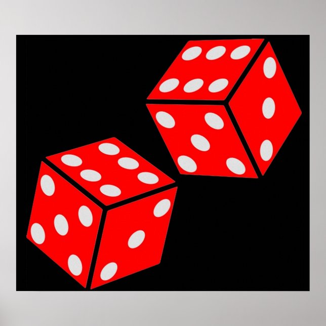 LUCKY DOUBLE SECHS DICE RED DICE Würfeln Poster (Vorne)