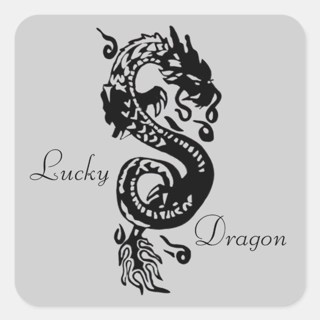 Lucky Dragon Quadratischer Aufkleber (Vorderseite)