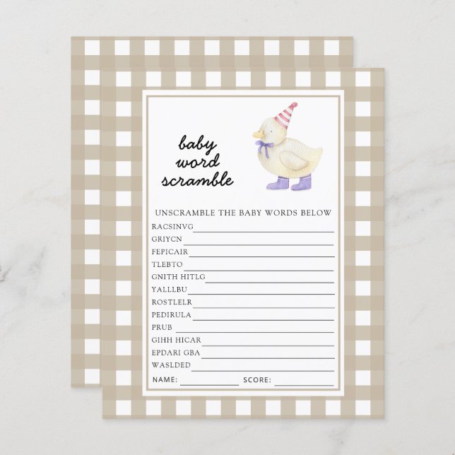 Lucky Duck Baby Word Scramble Game (Vorne/Hinten)