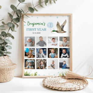 Lucky Duck Boy Erstes Jahr Foto Milestone Zeichen Poster