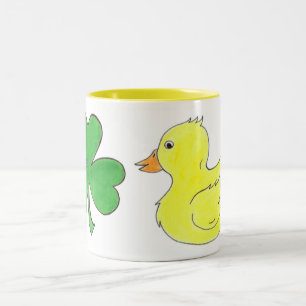 Lucky Duck Kleeblatt Ducky Saint Patrick's Day Zweifarbige Tasse