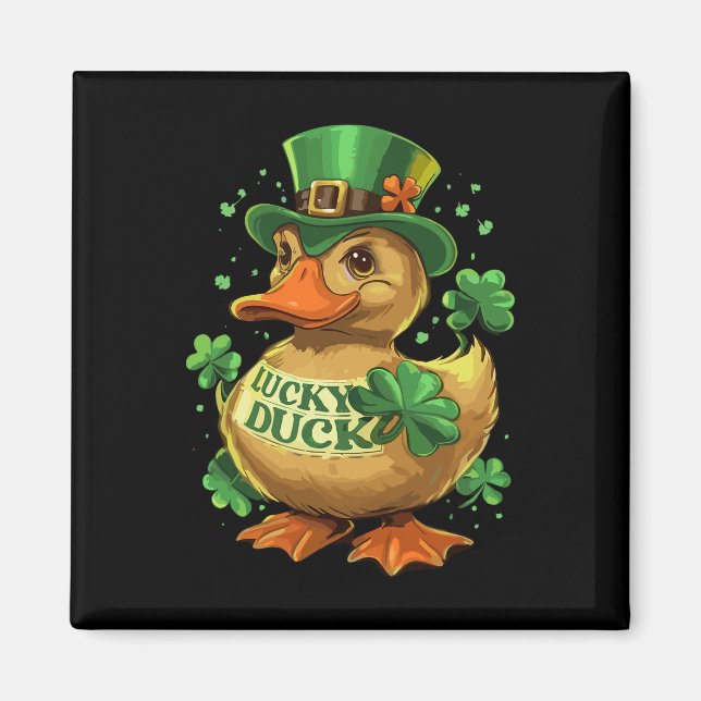 Lucky Duck Kleeblatt Funny St Patricks Day Magnet (Vorne)