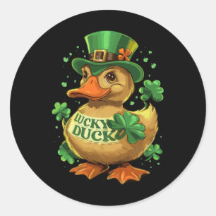 Lucky Duck Kleeblatt Funny St Patricks Day Runder Aufkleber