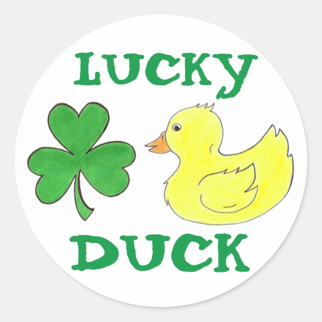 Lucky Duck St. Patrick's Day Kleeblatt Rubber Duck Runder Aufkleber (Vorderseite)