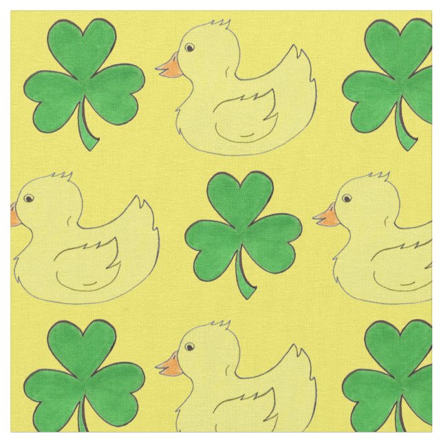 Lucky Duck St. Patrick's Day Rubber Ducky Kleeblat Stoff (Nahaufnahme)