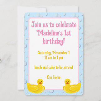Lucky Ducky First Birthday Invitation Einladung