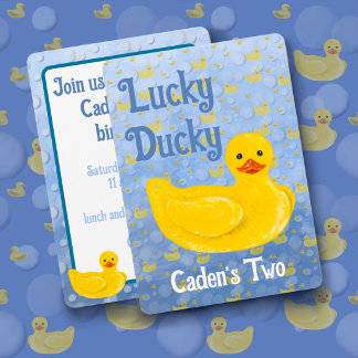 Lucky Ducky zweite Geburtstagseinladung Einladung